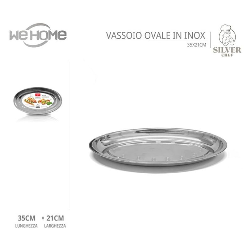Vassoio Piatto Ovale 5pz In Acciaio Inox Portata Servizio Cucina da...