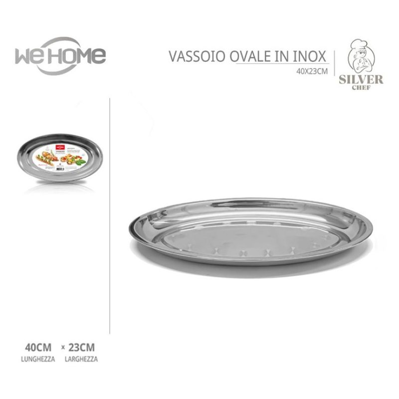 Vassoio Piatto Ovale 5pz In Acciaio Inox Portata Servizio Cucina da...
