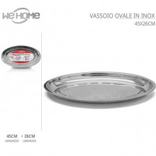 Vassoio Piatto Ovale 5pz In Acciaio Inox Portata Servizio Cucina da 23 a 45 cm