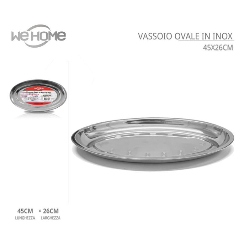 Vassoio Piatto Ovale 5pz In Acciaio Inox Portata Servizio Cucina da...