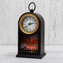 Lampada da Tavolo Lanterna Led Effetto Fuoco Camino con orologio 25x14x40 cm