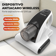 Aspirapolvere senza fili ricaricabile con luce UV acari batteri tappeti pulizia