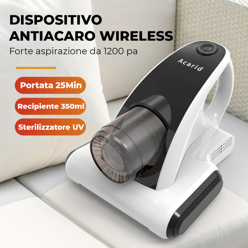 Hongu Aspirapolvere senza fili ricaricabile con luce UV acari batte...