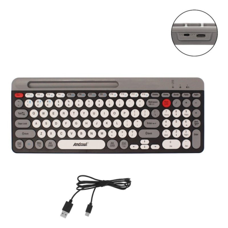 Andowl Tastiera bluetooth Ultra slim Wireless Compatibile Windows M...