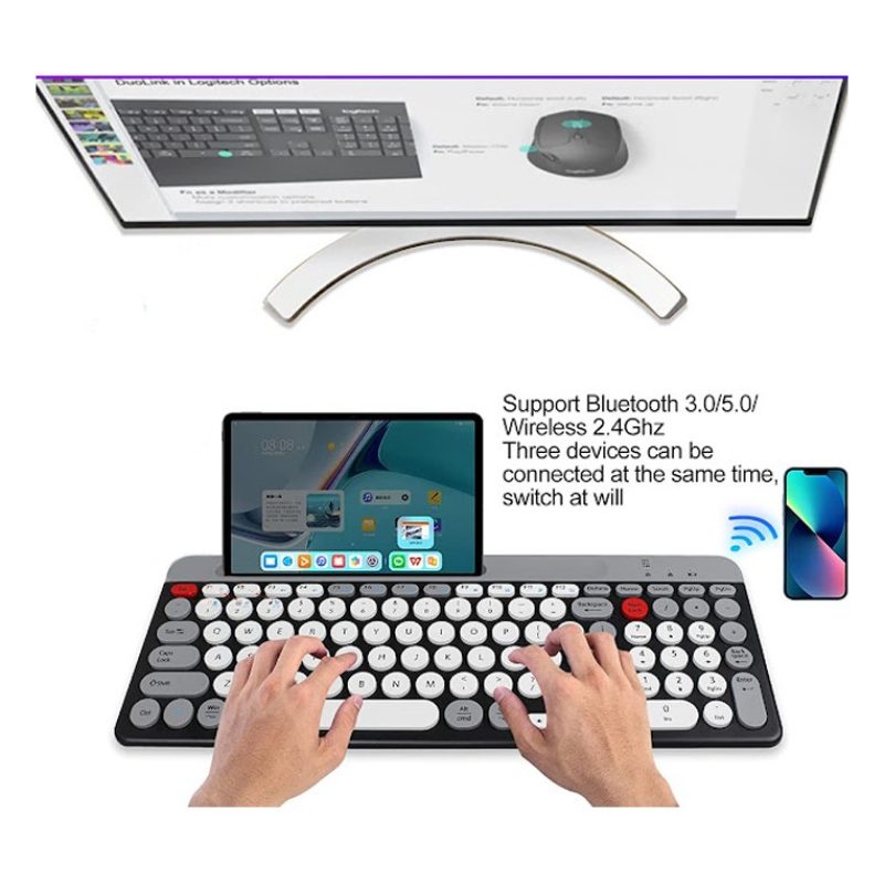 Andowl Tastiera bluetooth Ultra slim Wireless Compatibile Windows M...