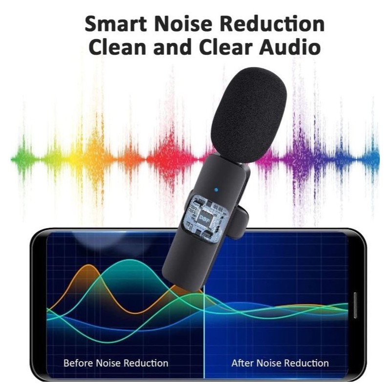 Wolulu Microfono lavalier a clip wireless Bluetooth Senza fili iPho...