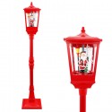 Lampione Natale con Luce LED Scena Natalizia Motorizzata Neve Musica 180cm rosso
