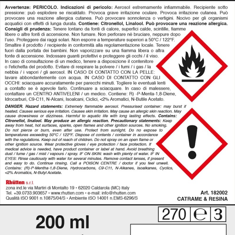Rhutten Elimina rimuovi residui resina catrame per auto moto camper...