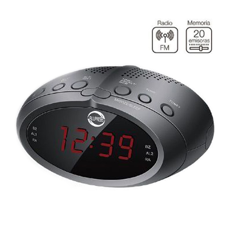 Radio sveglia orologio digitale CR-2466 FM Display a Led Rosso allarme comodino