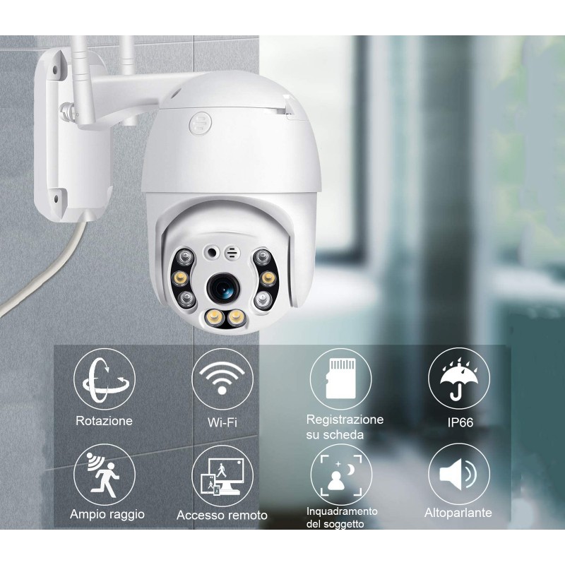 WOLFANG Telecamera WiFi Interna 1080P – Visione Notturna A Colori, Audio Bidirezionale, Rilevamento IA, 4 Pezzi