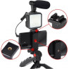 Hongu Kit vlogger professionale 4 in 1 treppiede cellulare con micr...