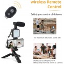 Kit vlogger professionale 4 in 1 treppiede cellulare con microfono e luce led