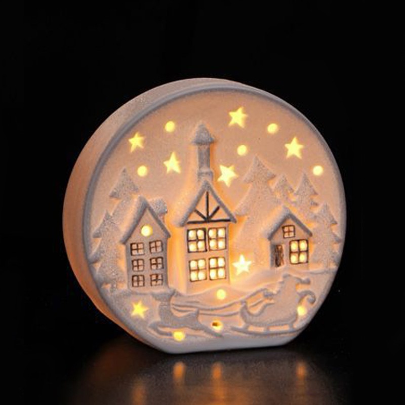 AD Trend Decorazione natalizia paesaggio in ceramica bianca a Luce ...