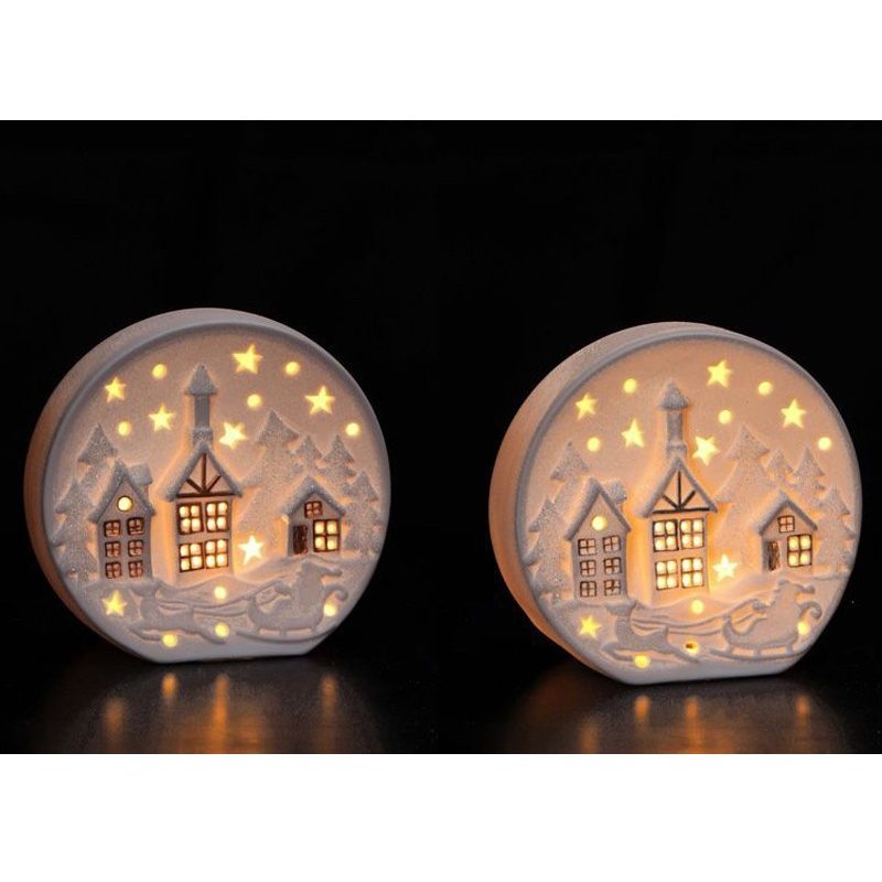 AD Trend Decorazione natalizia paesaggio in ceramica bianca a Luce ...