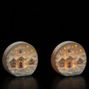 Decorazione natalizia paesaggio in ceramica bianca a Luce LED addobbo 12x5x11cm