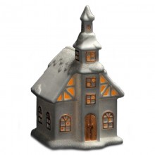 Lampada Natalizia Casetta Scenario ceramica Luci LED Decorazioni Natale 11x20cm