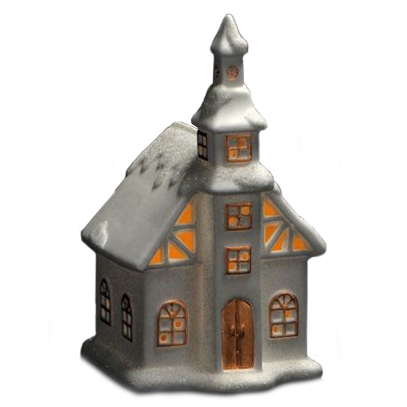 Lampada Natalizia Casetta Scenario ceramica Luci LED Decorazioni Natale 11x20cm