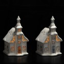 Lampada Natalizia Casetta Scenario ceramica Luci LED Decorazioni Natale 11x20cm
