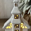 Lampada Natalizia Casetta Scenario ceramica Luci LED Decorazioni Natale 11x20cm