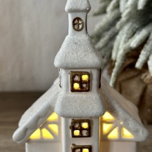 Lampada Natalizia Casetta Scenario ceramica Luci LED Decorazioni Natale 11x20cm