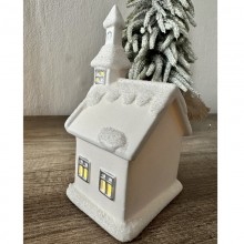 Lampada Natalizia Casetta Scenario ceramica Luci LED Decorazioni Natale 11x20cm