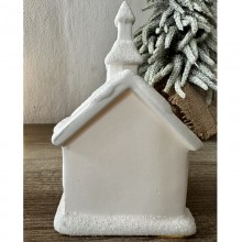 Lampada Natalizia Casetta Scenario ceramica Luci LED Decorazioni Natale 11x20cm