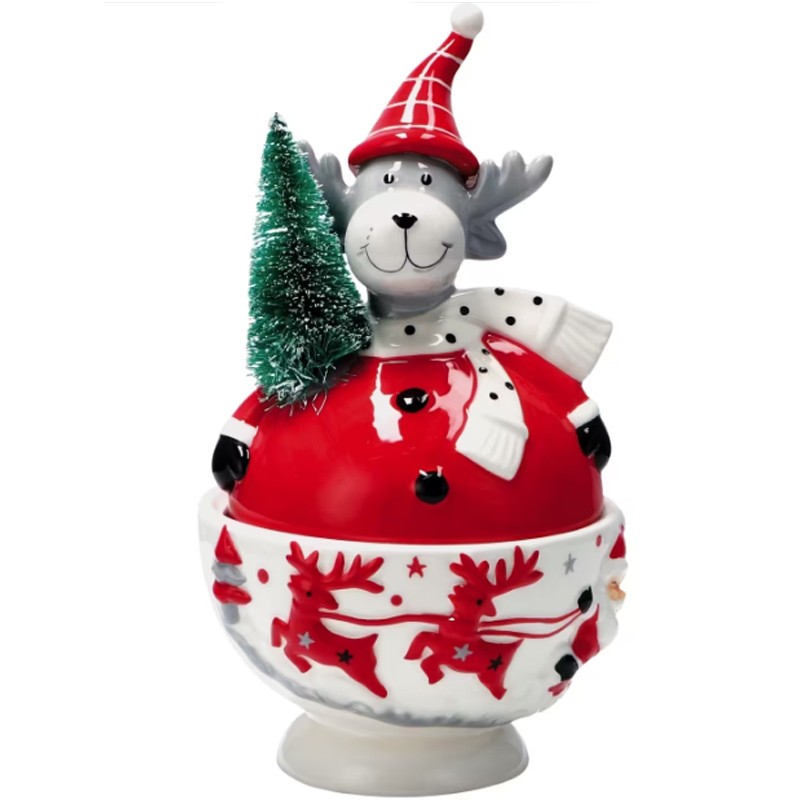 Caroline's Treasures Decorazione Natalizia In Ceramica - Pomerania Rosso, 7 Cm, Personalizzabile