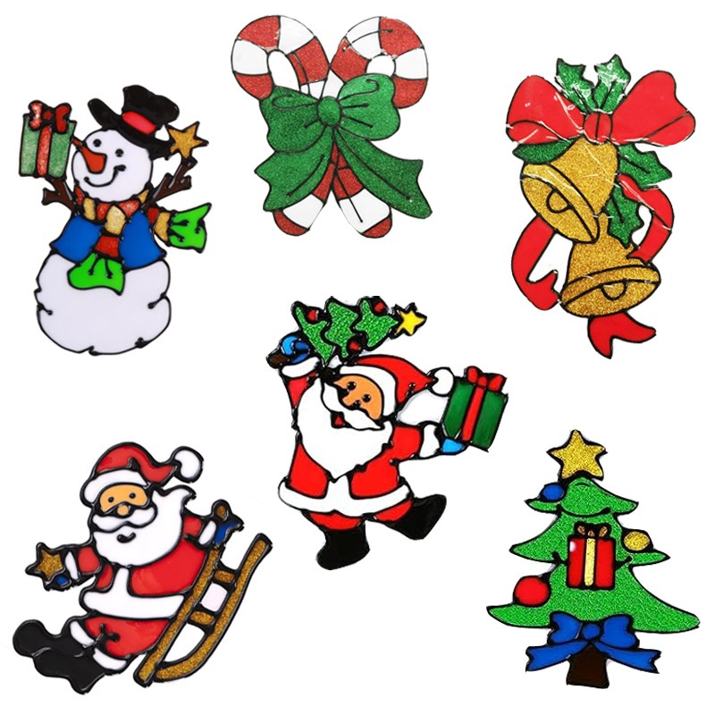 Vetrofanie Adesivi Decorativi Natalizie Per Finestre in gel 3pz Stickers 35x40cm