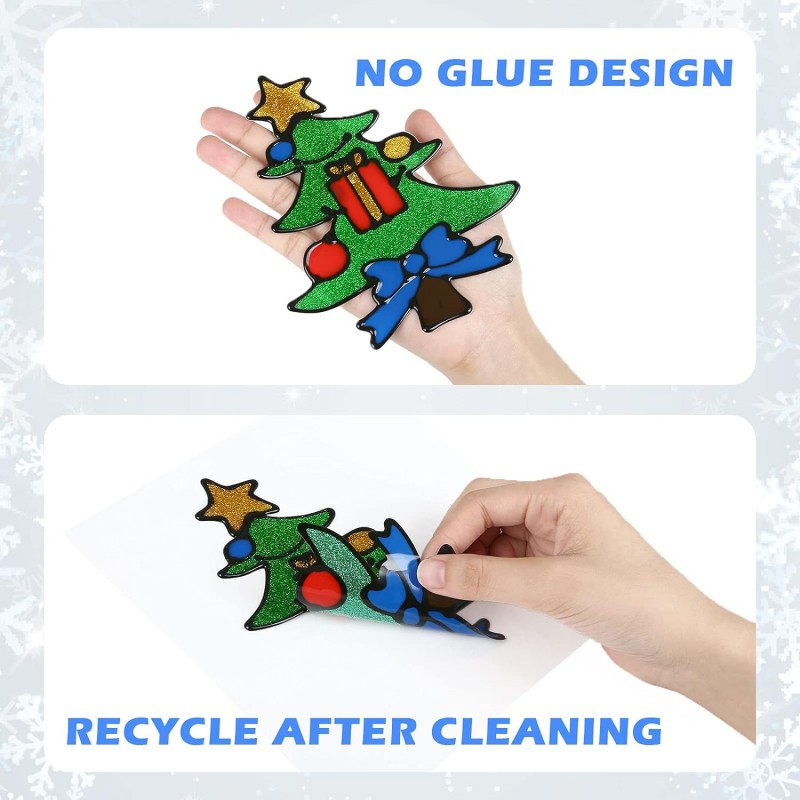 Hongu Vetrofanie Adesivi Decorativi Natalizie Per Finestre in gel 3...