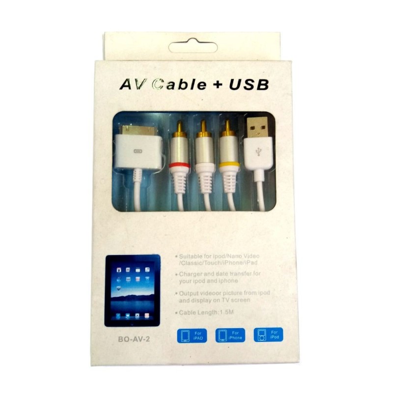 Cavo adattatore IPAD AV USB connettore TV tablet 1,5m IPHONE IPAD