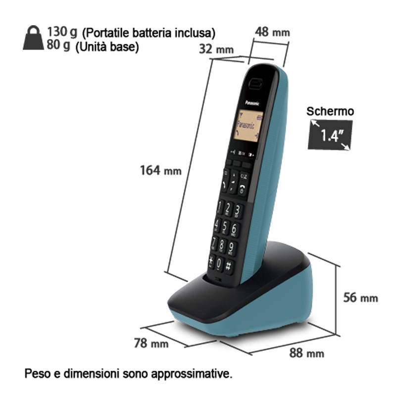 Panasonic KX-TGD310 Telefono Senza Fili Nero – Design Elegante Con Blocco Chiamate