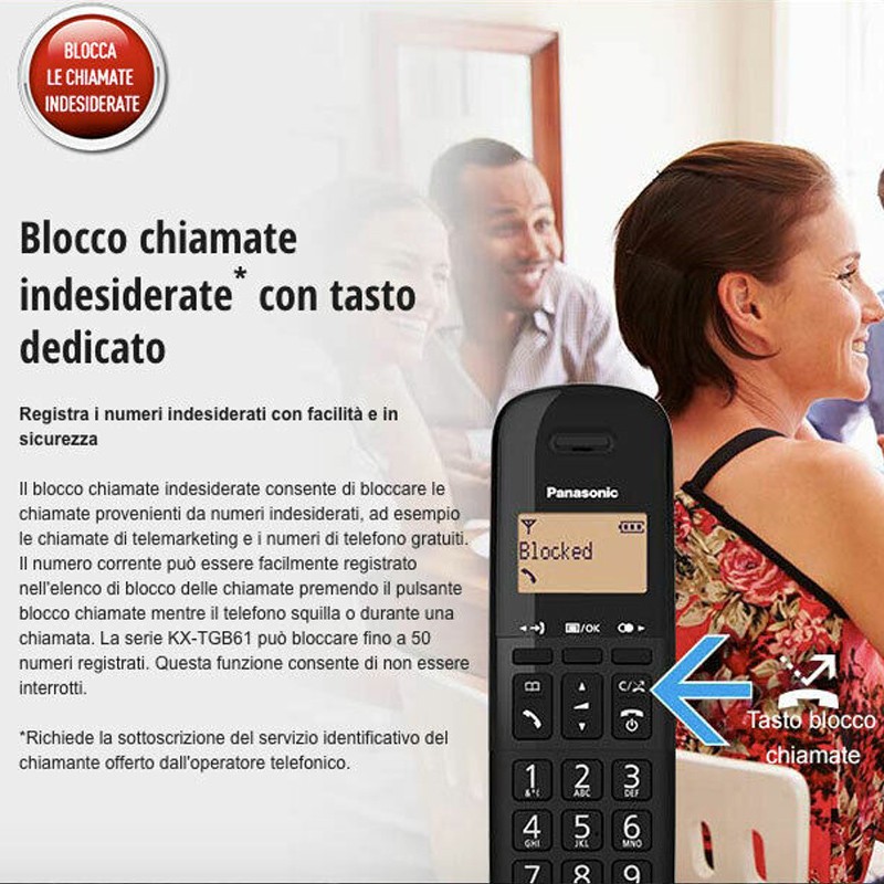 Panasonic KX-TGD310 - Telefono DECT, Altoparlante, 120 voci, Identificatore di chiamata, Nero, Bianco