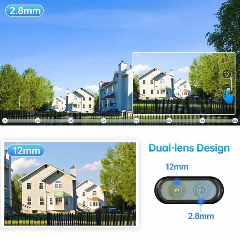 Hongu Telecamera IP 4MP 4K esterno WiFi PTZ 2 obiettivo 8X zoom vid...