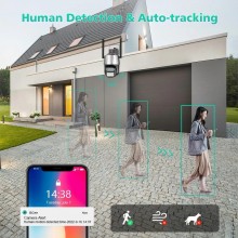 Telecamera IP 4MP 4K esterno WiFi PTZ 2 obiettivo 8X zoom videosorveglianza CCTV
