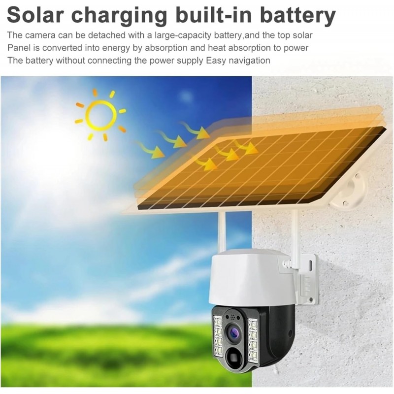 Hongu Telecamera IP Solare 4G SIM WIFI HD Videosorveglianza motoriz...