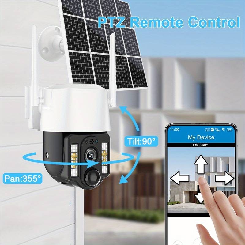 Hongu Telecamera IP Solare 4G SIM WIFI HD Videosorveglianza motoriz...