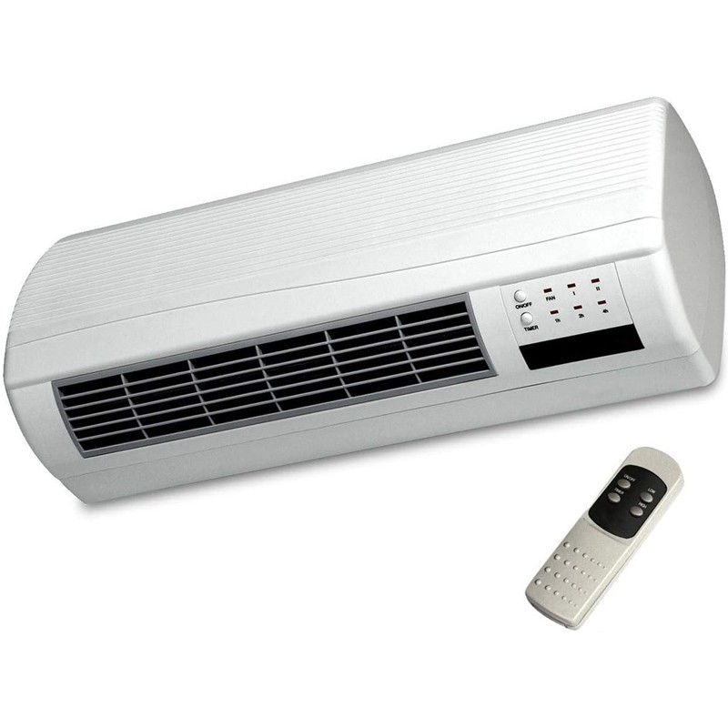 Termoconvettore termoventilatore da parete con telecomando e timer 1000/2000W