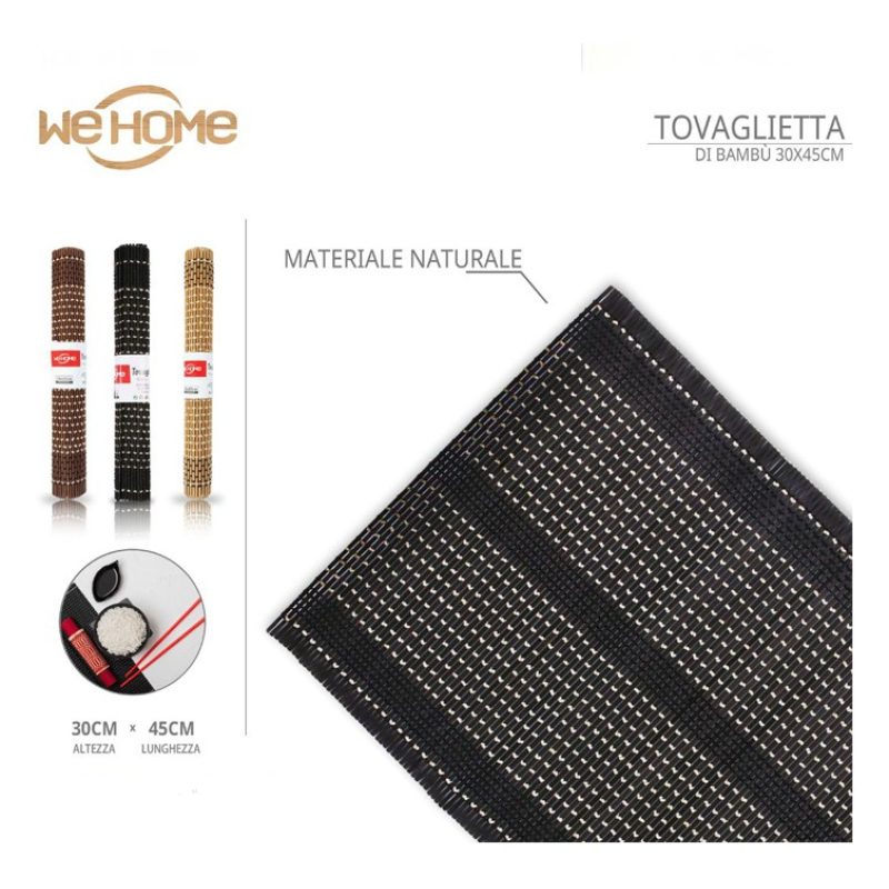 WeHome Set 5 tovagliette tovaglie in bambù legno 30x45 cm colazione...