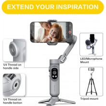 Stabilizzatore A 3 Assi Per Smartphone Con Treppiede Gimbal luce led bluetooth