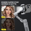 Stabilizzatore A 3 Assi Per Smartphone Con Treppiede Gimbal luce led bluetooth