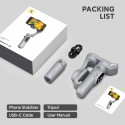 Stabilizzatore A 3 Assi Per Smartphone Con Treppiede Gimbal luce led bluetooth