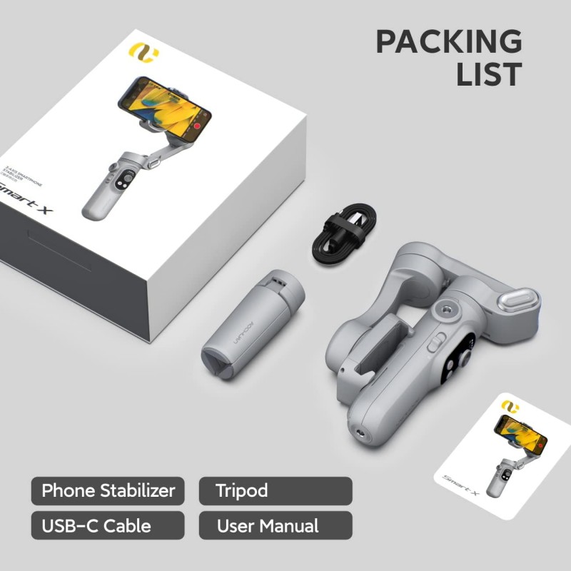 Aochuan Stabilizzatore A 3 Assi Per Smartphone Con Treppiede Gimbal...