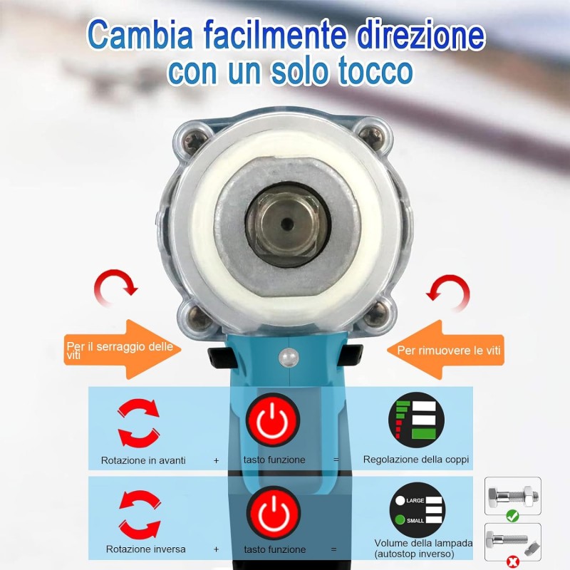 Aotuo Avvitatore a Impulsi Brushless 400Nm doppia batteria 48v con ...