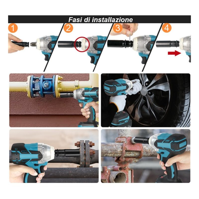 Aotuo Avvitatore a Impulsi Brushless 400Nm doppia batteria 48v con ...