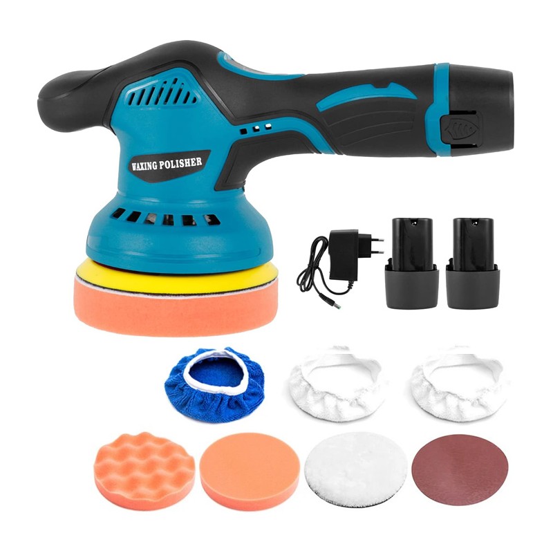 Lucidatrice rotorbitale doppia batteria 12V più velocità  levigatrice per auto