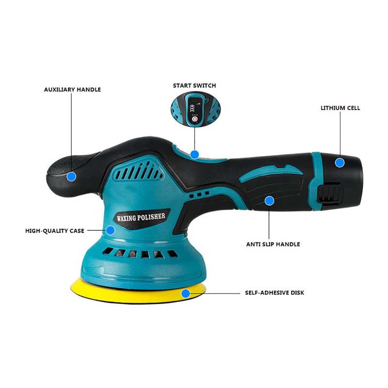 Hongu Lucidatrice rotorbitale doppia batteria 12V più velocità levi...