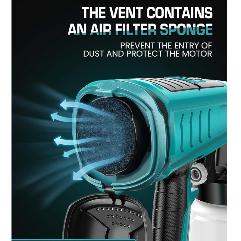 Aotuo Pistola a spruzzo per vernice doppia batteria 18V 1000ML pain...