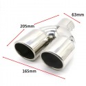 Terminale di Scarico Doppio Universale Auto Acciaio Cromato Marmitta Ø 63mm