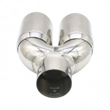 Terminale di Scarico Doppio Universale Auto Acciaio Cromato Marmitta Ø 63mm