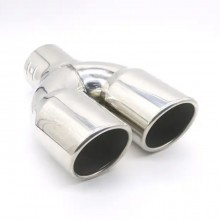 Terminale di Scarico Doppio Universale Auto Acciaio Cromato Marmitta Ø 63mm